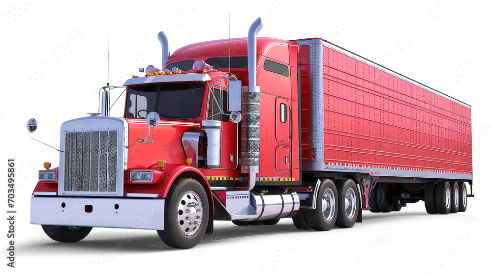 Red truck isolated on white or transparent background