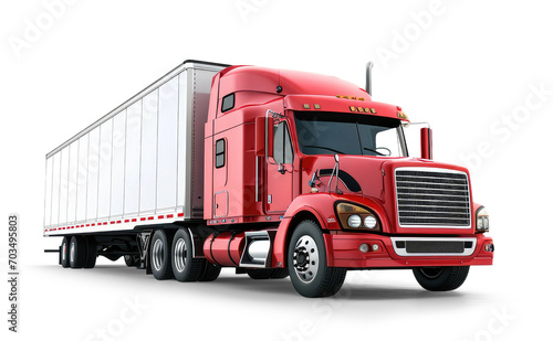 A white American truck isolated from the background