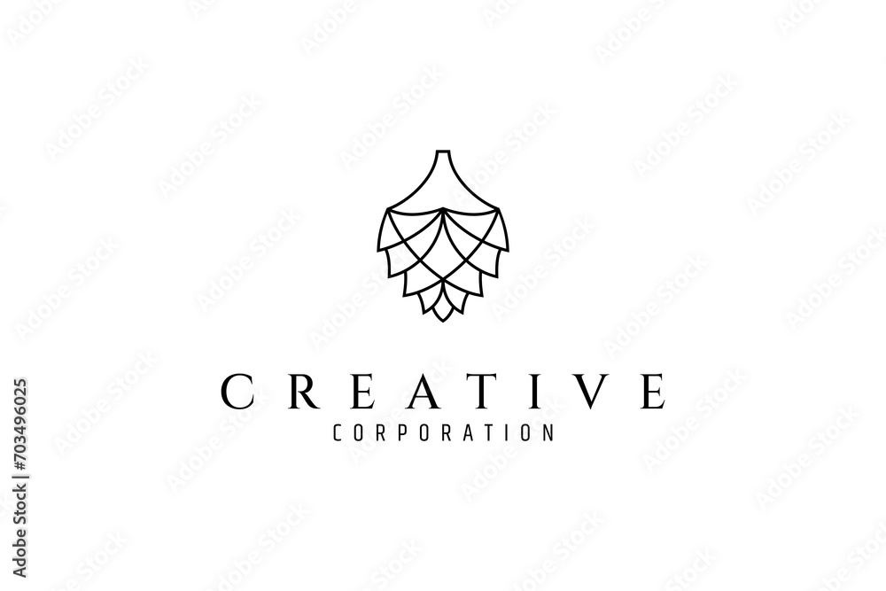 pine cone logo in abstract line art design style - obrazy, fototapety, plakaty 