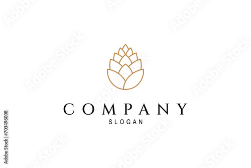 pine cone logo in simple line art design style