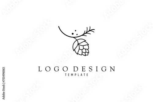 pine cone logo in modern line art design style