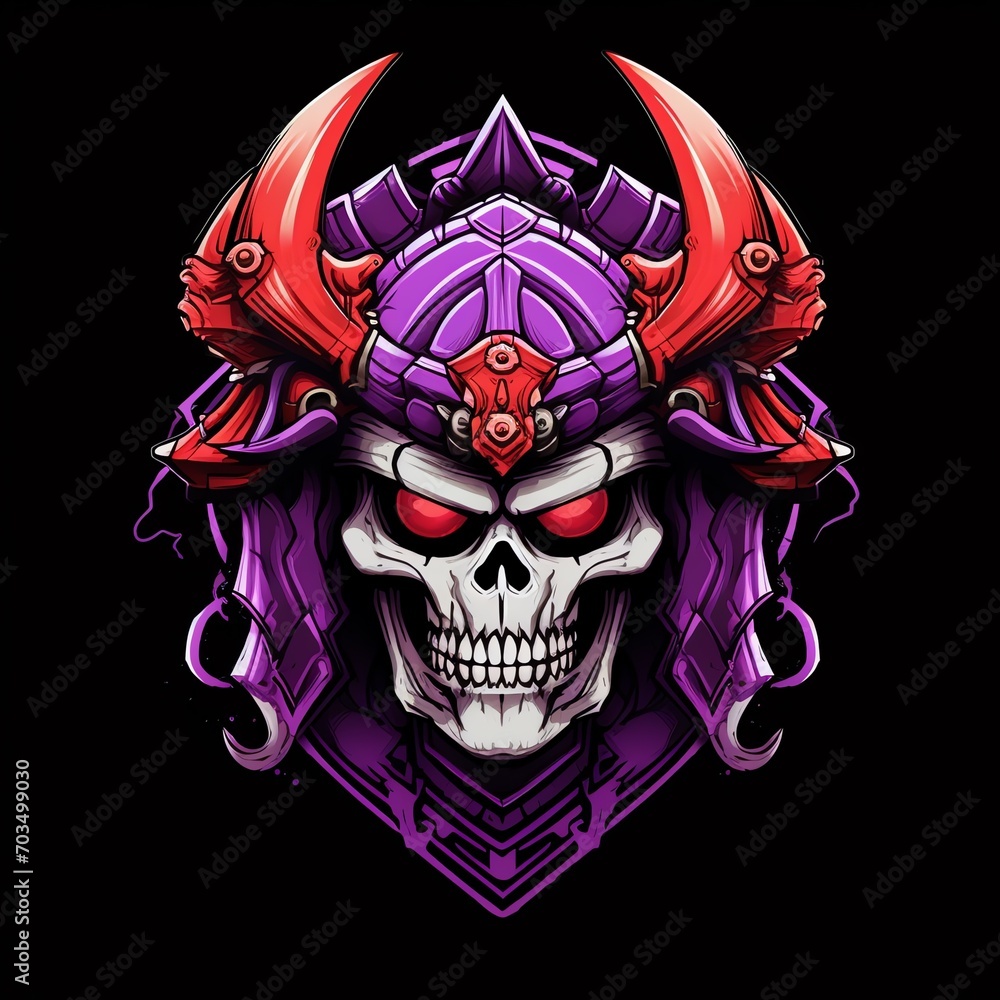 modern logo skull of samurai style