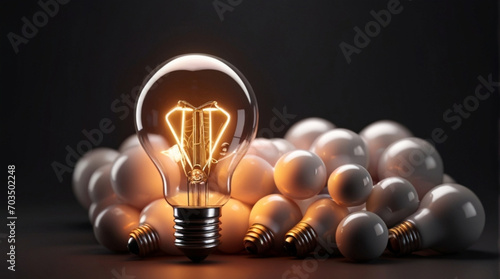A Gleaming Lightbulb Shines in Isolation