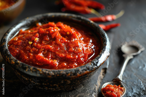 Authentic, Homemade Condiment Made From Harissa Peppers