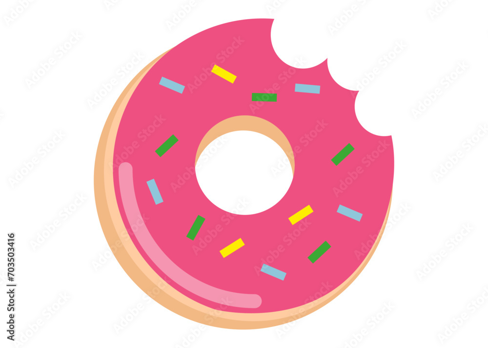 Delicious donut sweet snack in flat style vector illustration isolated on white background Delicious donut sweet snack in flat style vector illustration isolated on white background