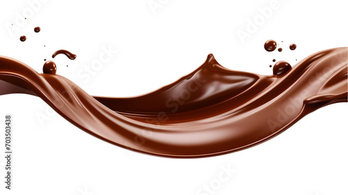 Spilled chocolate splash isolated on transparent white background