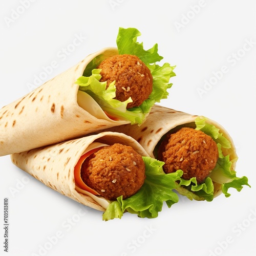 Falafel wrap with lettuce and tomato