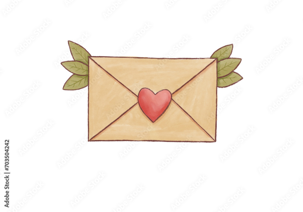 Love letter, hand drawn doodle isolated illustration. Love letter, hand drawn doodle isolated illustration.