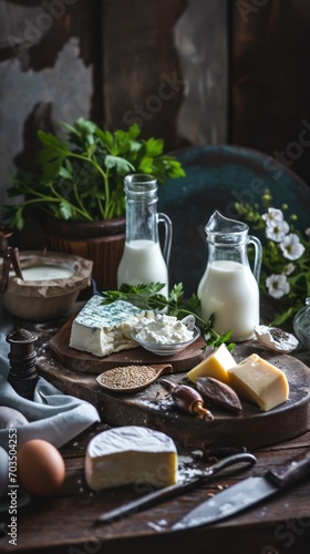 Milk, eggs, sour cream, cottage cheese and cheese © Yulia Furman