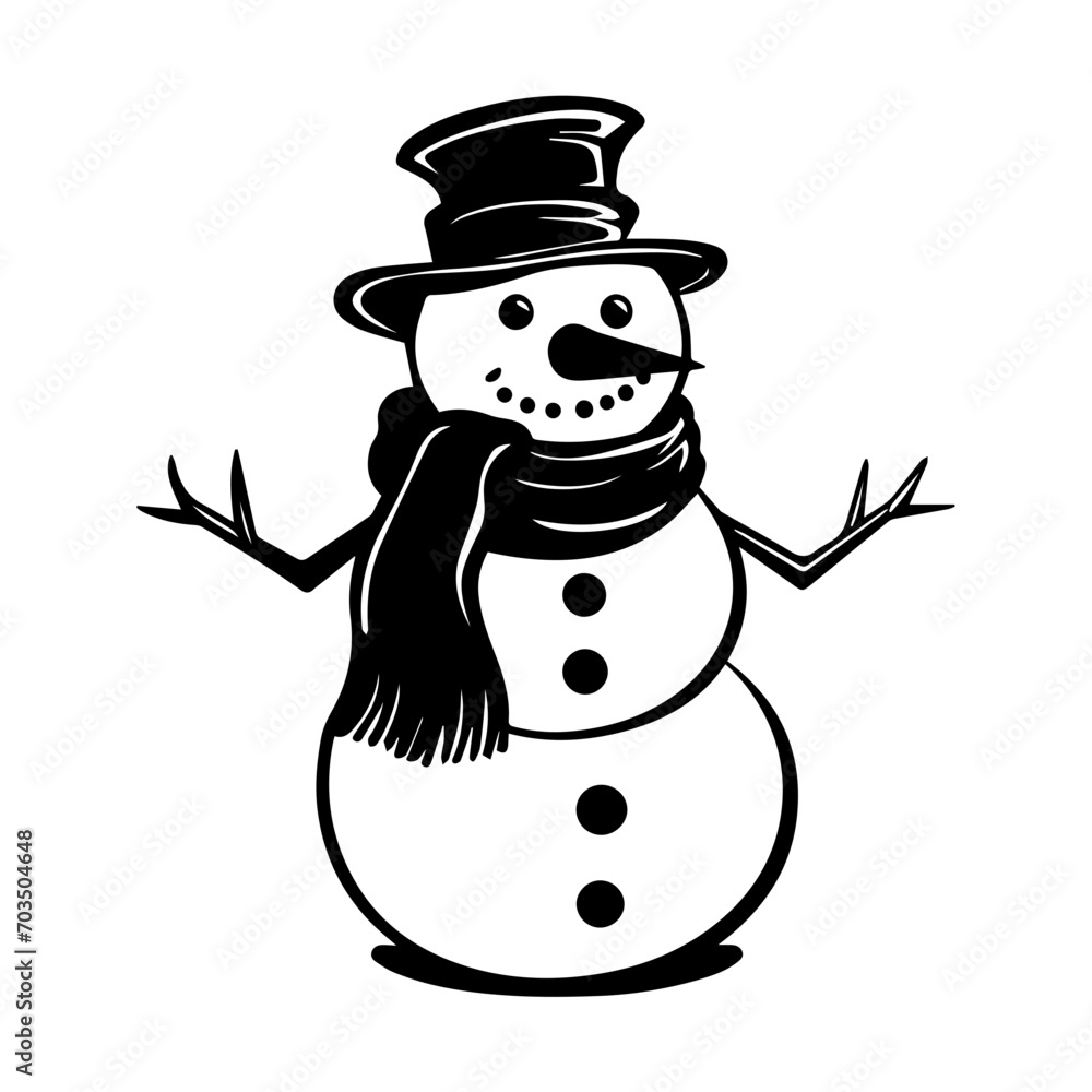 Friendly Snowman in Winter Wonderland Vector Friendly Snowman in Winter Wonderland Vector