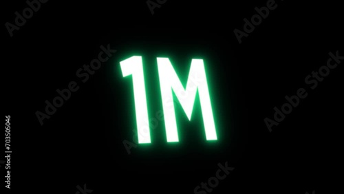 1M neon glowing sign effect florocent green text for social media follow subscription motion photo