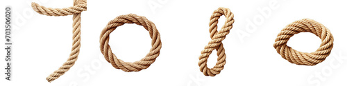 Twisted beige cotton rope corner Hyperrealistic Highly Detailed Isolated On Transparent Background Png File photo