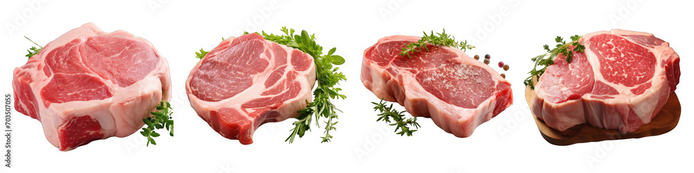 Uncooked Pork Chop Hyperrealistic Highly Detailed Isolated On Transparent Background Png File