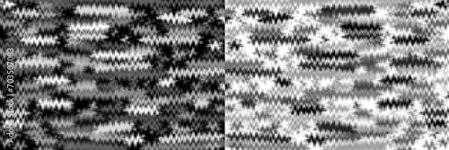 Set of monochrome black and white textures with horizontal zigzags. Zigzag elegant pattern. Illustration. photo