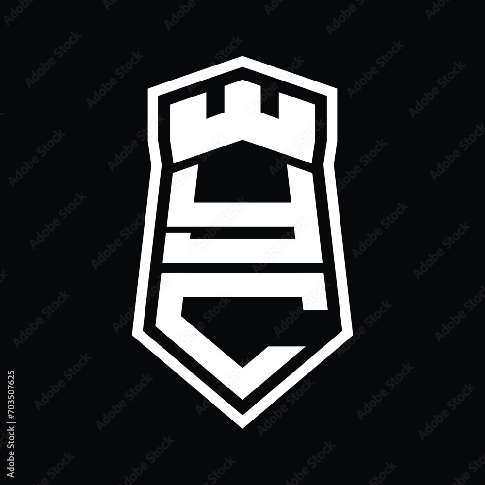 YC Letter Logo monogram hexagon shield shape up and down with crown castle isolated style design YC Letter Logo monogram hexagon shield shape up and down with crown castle isolated style design