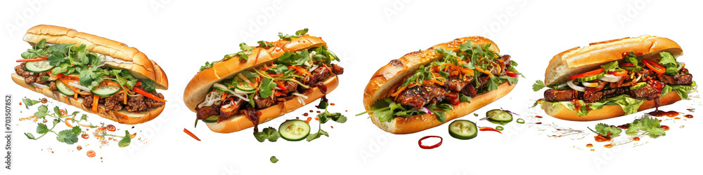 Vietnamese Bnh m Sandwich Hyperrealistic Highly Detailed Isolated On Transparent Background Png File