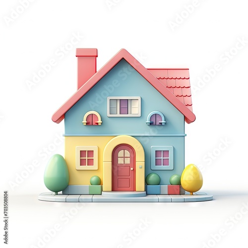 Fantasy house with a colorful color palette on a white background