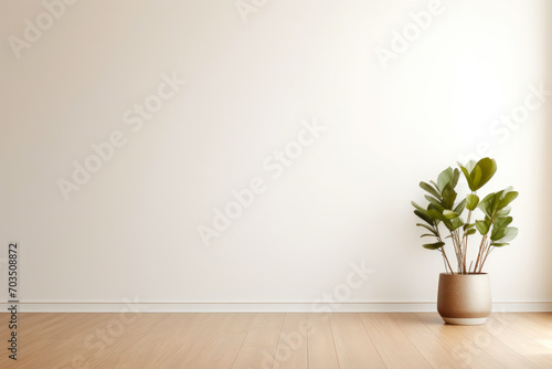 Empty Room Oasis: Interior with Lush Plant