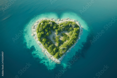 Lush Green Heart: Island Oasis from Above © AIproduction