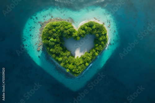 Tropical Treasure: Aerial Sight of Heart Island © AIproduction