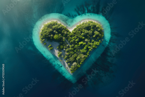 Tranquil Splendor: Aerial View of Heart-Shaped Oasis © AIproduction