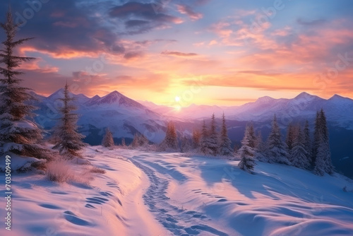 Minimalist Winter Sunsets: Mountain Majesty