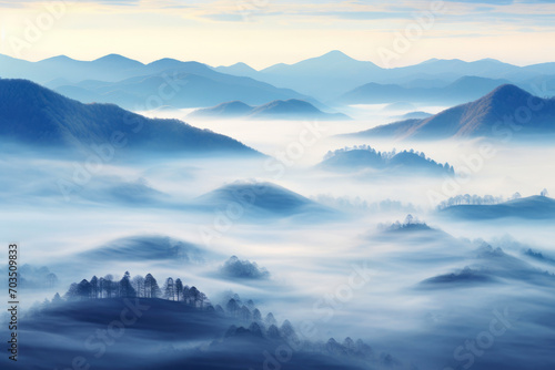 Mystic Mornings: Fog Veiling Serene Hills