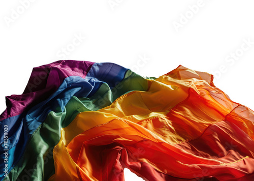 Rainbow colors flag isolated on white transparent, copy space, LGBTQ pride template, PNG