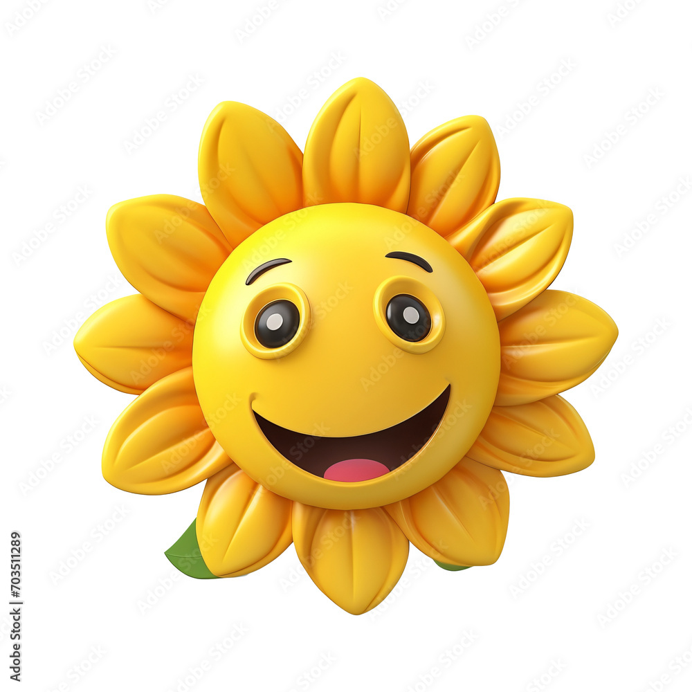 3d render icon of sunflower head cartoon plastic generative AI