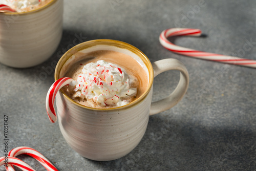 Warm Sweet Holiday Peppermint Hot Chocolate Cocao photo