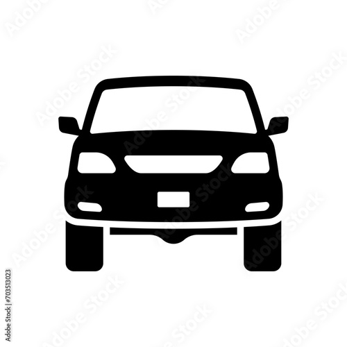 SUV icon. Off-road vehicle. Black silhouette. Front view. Vector simple flat graphic illustration. Isolated object on a white background. Isolate.
