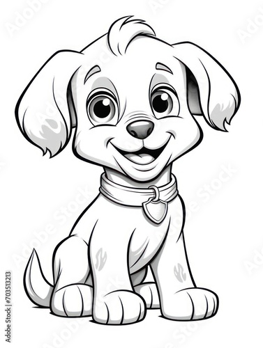 Coloring pages for kids  happy baby dog  cartoon style