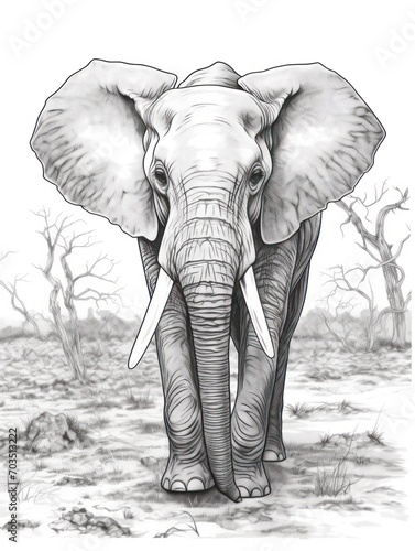 Coloring pages for kids  elephant  cartoon style