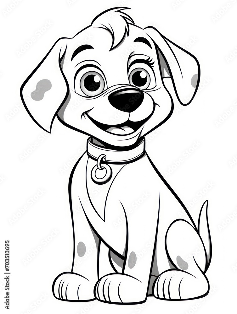 Fototapeta premium Coloring pages for kids, happy baby dog, cartoon style