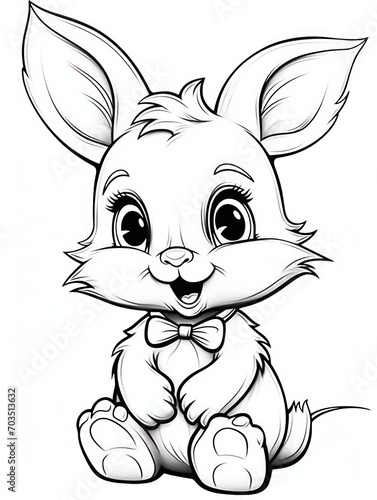 Coloring pages for kids, little bunny, cartoon style © Oksana