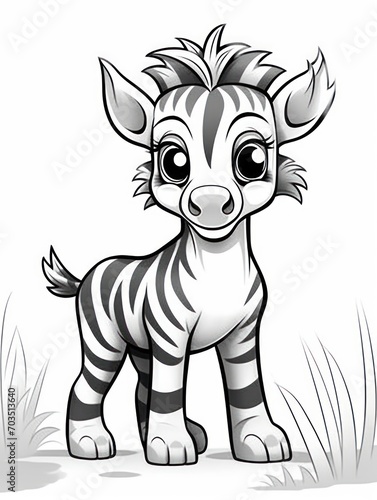 Coloring pages for kids  little zebra  cartoon style