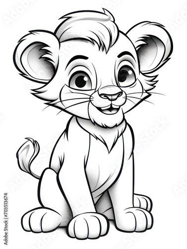 Coloring pages for kids  baby lion  cartoon style