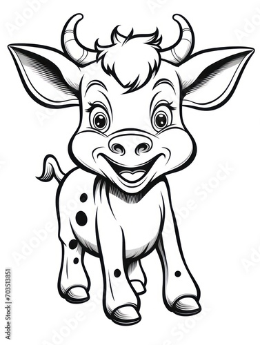 Coloring pages for kids  little cow  cartoon style