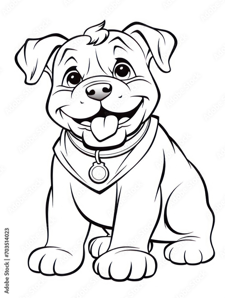 Fototapeta premium Coloring pages for kids, happy baby dog, cartoon style