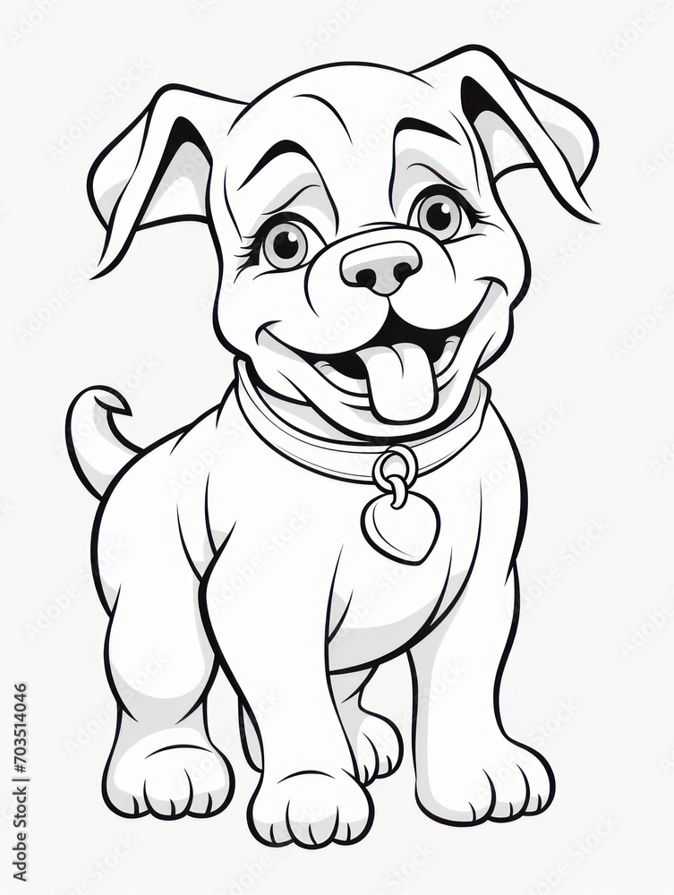 Fototapeta premium Coloring pages for kids, happy baby dog, cartoon style