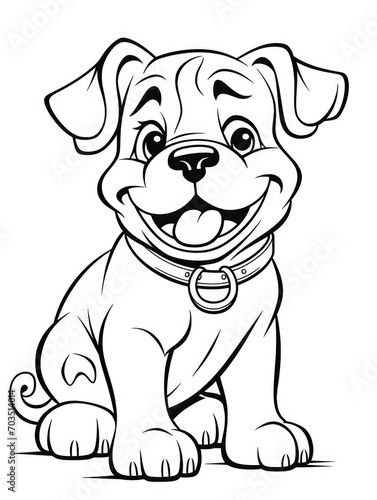 Coloring pages for kids, happy baby dog, cartoon style © Oksana