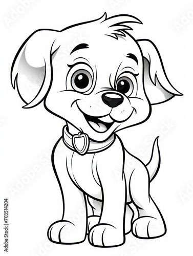 Coloring pages for kids  happy baby dog  cartoon style