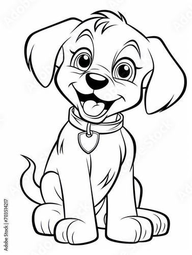 Coloring pages for kids  happy baby dog  cartoon style