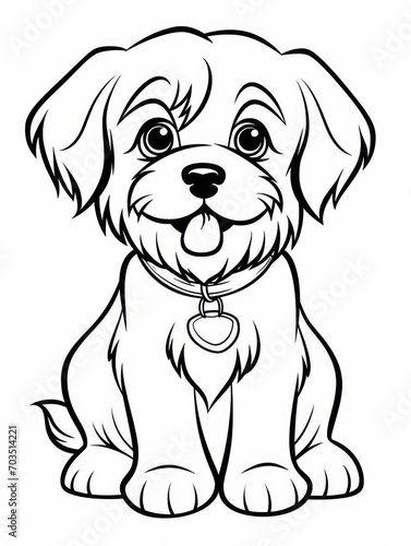 Coloring pages for kids  happy baby dog  cartoon style