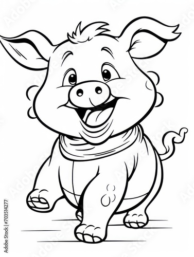 Coloring pages for kids  little pig  cartoon style