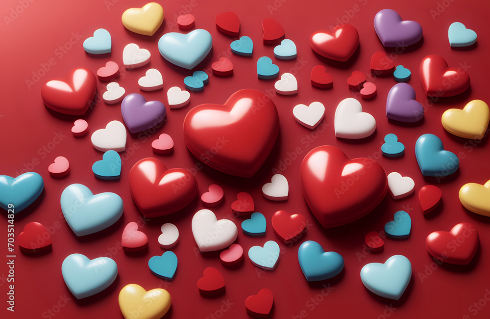 3D Heart Pattern. Valentines week special 3D illustration idea. Valentines Day Banner. Copy Space.