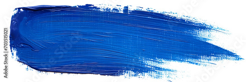 Hand painted stroke of blue paint brush isolated on white background