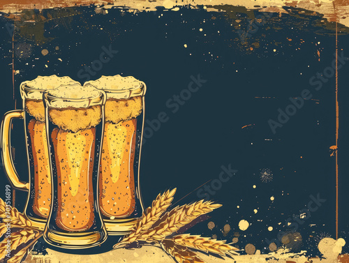 Widescreen horizontal postcard design with beer and empty text area.