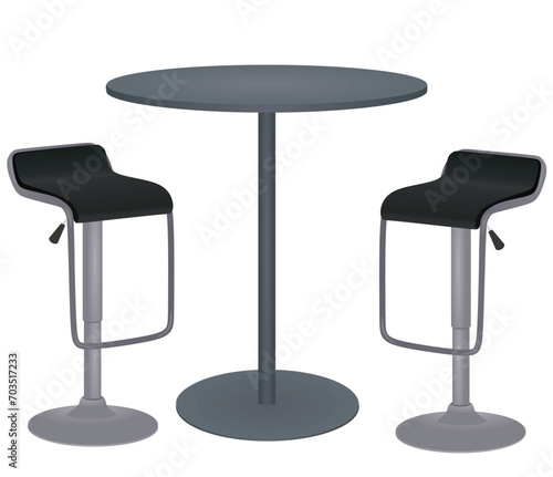 Bar table and chairs. vector illustration