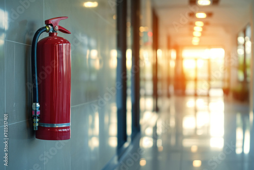 Wallpaper Mural A fire extinguisher mounted on a wall, emphasizing safety, emergency, and industrial protection. Torontodigital.ca